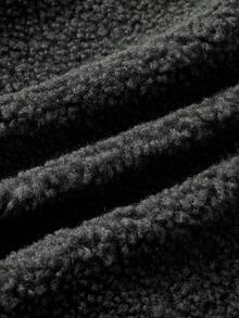 EASEVO Plus Size Men's Geometric Embroidery Long Sleeve Zip-Up Sherpa Hoodie - Dark Grey - View 9