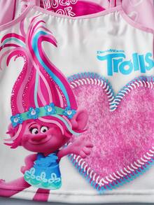 SHEIN Trolls 2pcs Young Girl Cute Cartoon Letter Print Undershirt Cami Top - Pink - View 5