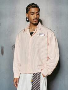 PAVTROS Randig minimalistisk långärmad skjorta för män - Multifärgad - Visa 3