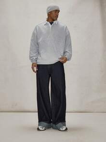 Musero Camicia polo oversize a manica lunga con spalle a caduta, bottoni e pattina nascosta, dettagli di cucitura a pannelli, essenziale per primavera ed estate - Grigio - Visualizzare 3