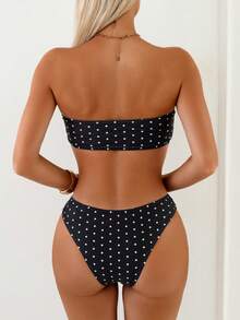 Swim Basics Women's Tropical Polka Dot Print Bikini 2 Pieces Bikini Set Set, Casual Holiday - Multicolor - View 2