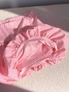 Comfortcana Women's Plaid Casual Versatile Ruffle Hem Skirt - Pink - View 5