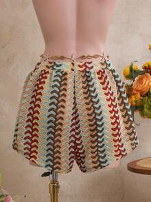 Swim Vcay Women's Summer Beach Vacation Knit Jacquard Loose Cover-Up & Shorts Set - Multicolor - View 2