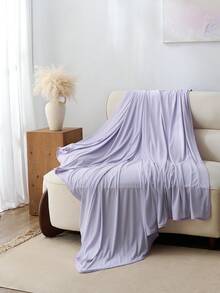 1pc Polyester Fiber  Cooling Blanket,Comfortable And Breathable Polyester For Summer, Suitable For Bedroom, Home Decor - Purple - View 3