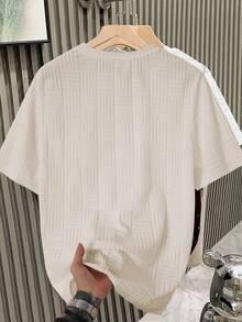 Manfinity Homme Men's Solid Color Round Neck Short Sleeve Casual Versatile T-Shirt - Apricot - View 8