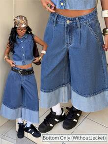 StreetHx Quần jeans nữ ống rộng dài đến mắt cá chân (7/8) thời trang, thoải mái, đa năng. - Rửa trung bình - Xem 1