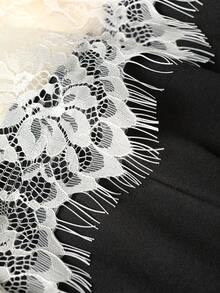 Rometta 大码女装夏季新款立领纽扣撞色复古优雅修身蕾丝边连衣裙，适合宴会、晚会、艺术表演、中国主题派对、摄影等场合。 - 彩色 - 查看 6