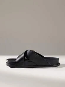 Solecia 女士搭扣设计休闲时尚平底穆勒凉鞋 - 黑色 - 查看 3