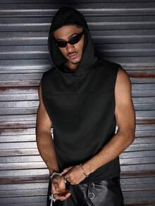 Men's AXEPEAK Casual Fashionable Streetwear Tank Top - Black - View 5