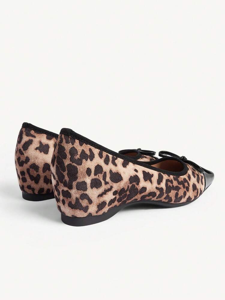 CUCCOO CHICEST Women's Leopard Print Patchwork Bow Decor Fashion Shoes Valentine's Day