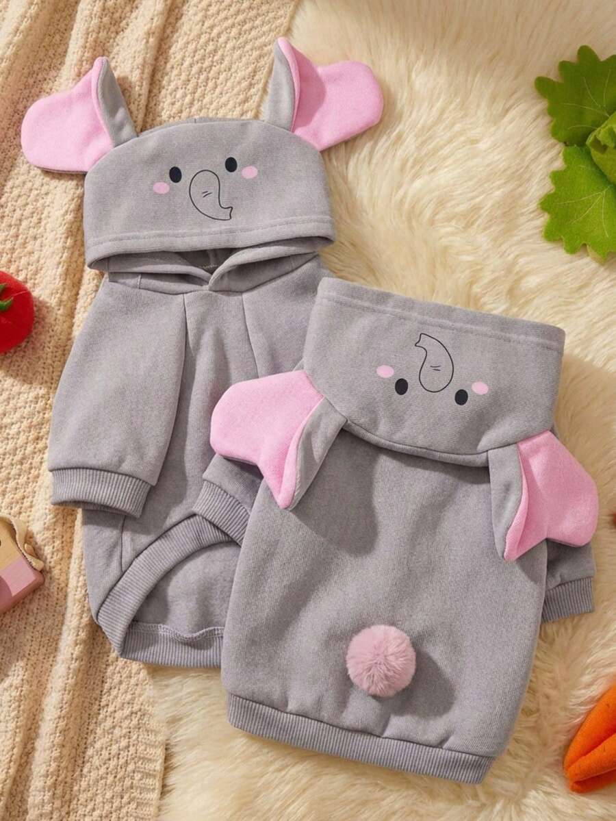 PETSIN 1pc Animal-Themed Cosplay Hooded Sweatshirt Suitable For Dogs And Cats To Wear Outdoors. - Elephant ash - View 1
