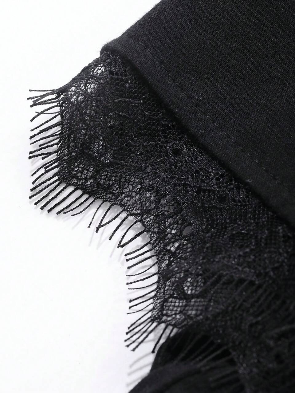 Women Solid Color Lace Patchwork Casual Short Sleeve T-Shirt