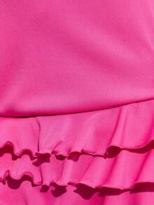 INAWLY Solva Women's Solid Color Minimalist Everyday Bandeau Sexy Dress - Hot Pink - View 7