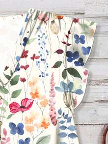 EMERY ROSE 大码女式休闲简约植物印花衬衫，适合夏季穿着 - 彩色 - 查看 3