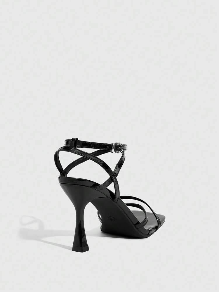 CUCCOO SZL Women's Sexy Kitten Heel Criss-Cross Strap Buckle Sandals, Summer