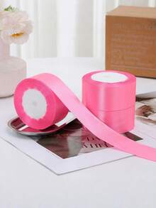 1/3/5 Roll 0.6cm/4cm Wide Satin Ribbon, For Bows, Cakes And DIY Crafts,Ribbon Bow Hair Accessory Making Cake Baking Bundling - Pink - View 4