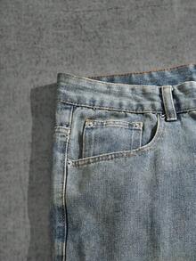 Manfinity ZONE917 Men's Washed & Distressed Denim Cargo Pants Going Out Hang Out Party Street Work - Light Wash - View 3