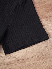 Manfinity Joysei 男士素色華夫格編織POLO衫 - 黑色 - 查看 3