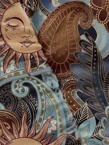 SHEIN MOD Áo kiểu dáng rộng rãi, tối giản, cổ xếp ly, in họa tiết hoa hướng dương. - Nhiều màu - Xem 3