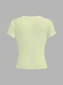 SHEIN Women's Printed Round Neck Short Sleeve Casual Versatile T-Shirt - Multicolor - View 2