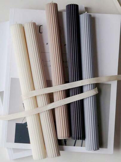 Khuôn nến sọc dọc 25cm, khuôn nến cột dài sọc bằng nhựa, khuôn nến hình trụ mỏng bằng acrylic, khuôn nến sáp để làm nến trang trí bàn tiệc cưới, nhà cửa.