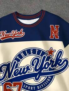 SHEIN Áo thun tay ngắn cổ tròn phong cách tối giản, cổ điển, Y2K dành cho bé trai tuổi teen, số 67, thích hợp cho mùa xuân/hè. - Nhiều màu - Xem 3