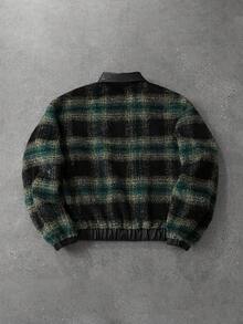 ROMWE MEN Prep Men's Casual Plaid Woolen Shacket - Multicolor - View 2