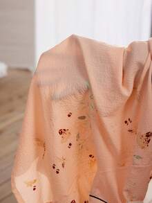 SHEIN 女士蝴蝶蜻蜓印花撞色翻领短袖睡衣套装，春夏秋季 - 粉色 - 查看 7