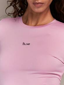 VARSIVA Women's Pink Letter Print Casual Crew Neck Long Sleeve Top - Pink - View 4