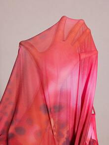 SHEIN Sexy Sheer Leopard Print Long Sleeve Long Robe For Women - Red - View 7