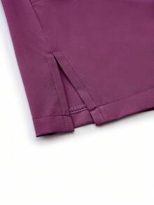 TaskEZ Scrubs Set: V-Neck Short Sleeve Top & Pants Scrub Uniform For Healthcare Workers - Red Violet - View 3