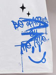 2pcs/Set Tween Boy Casual School Style Cute Pattern Round Neck T-Shirt And Shorts Set, Suitable For Commuting, School, Daily Casual Wear, Sports, Spring/Summer - Royal Blue - View 7