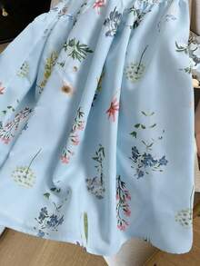 GlowEve 新款花卉图案别致法式风格女式半身裙 - 藍色 - 查看 3