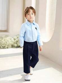 Young BoyWhite Pants With Waistband Buckle Design, Suitable For Parties, Festivals, And Gatherings,Kids - Navy Blue - View 8
