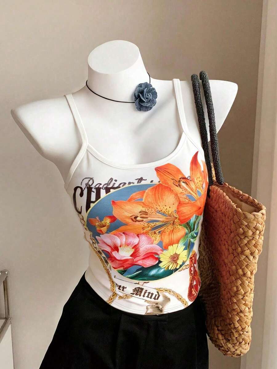 Lalippa Áo camisole nữ in hoa thời trang thường ngày - Nhiều màu - View 1