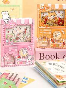 1 buah Buku Catatan Bertema Mesin Penjual Kapsul (80 Halaman), Interior Berwarna Penuh, Menampilkan Kelinci, Panda, Kucing Shiba, Capybara, Memo Pad Saku Kartun & Kreatif, Buku Catatan Kartun Lucu 64K, Jurnal Saku Alat Tulis yang Menyenangkan - MultiWarna - View 6
