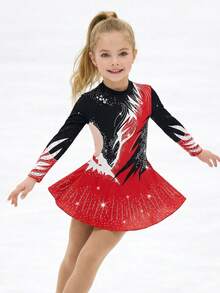 Bộ đồ thể thao tập luyện thi đấu thể dục nhịp điệu chuyên nghiệp phối màu tương phản dành cho bé gái. - Nhiều màu - Xem 1