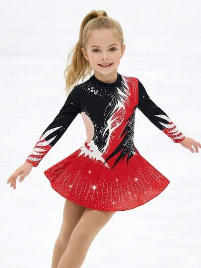 少女撞色专业韵律体操训练比赛运动服紧身衣