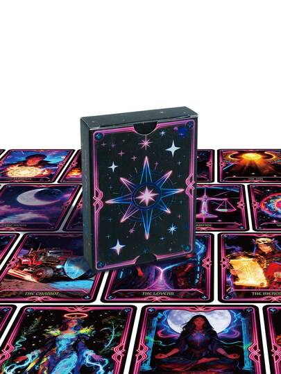 MINKOJA - SELECTS 50张森林猫星月塔罗牌 - 9x7厘米 初学者占卜算命牌，来自自然魔法领域的神秘指引，猫主题神谕卡，可用于预测、复活节、复活节礼物、卡牌游戏、派对游戏等。