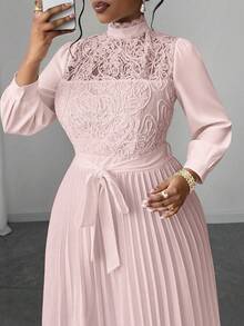 Maweii Đầm dài dáng ôm thanh lịch phối nhiều mảnh dành cho phụ nữ cỡ lớn - Màu Hồng baby - Xem 6