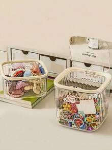 1 Caja de almacenamiento multifuncional a prueba de polvo para cosméticos, accesorios para el cabello, organizador de cosméticos, papelera de escritorio, diseñada convenientemente, se puede usar como joyero, caja de anillos, caja de almacenamiento de joyas. - Multicolor - Ver 5