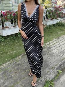 Serisse Women's Casual Polka Dot Print Sleeveless Dress, Suitable For Vacation,,Summer Dress , Spring Outfit Women  , Valentine's Day ,Carnival, Beach,Vacation, Casual,Party,Wedding , Elegant - Multicolor - View 3