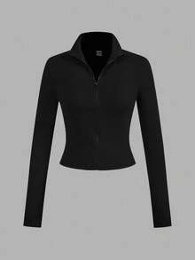 SHEIN EZwear 3件套休闲简约白色、黑色、藏蓝色针织拉链长袖T恤（女款） - 彩色 - 查看 7