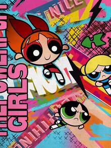 THE POWERPUFF GIRLS X SHEIN Women's Blossom, Bubbles, Buttercup Pattern Fitted Ringer Camisole Top - White - View 6