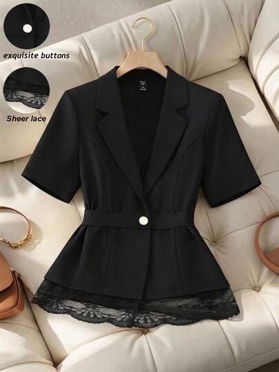 GlowEve CURVE Einfache Kurzarm Blazer in Große Größen