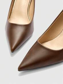 CUCCOO BIZCHIC Giày cao gót mũi nhọn cho nữ - Màu nâu đậm, kiểu dáng Pháp cổ điển với gót mảnh, thích hợp cho mùa xuân, lễ Phục sinh, dạ hội, ngày Valentine. - Cà phê nâu - Xem 9