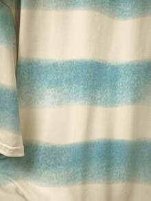 Manfinity Áo thun nam tay ngắn cổ tròn in sọc, kiểu dáng thường ngày, đa năng. - Nhiều màu - Xem 4