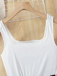 SHEIN 少女粉色碎花针织拼接A字休闲度假连衣裙 - 粉色 - 查看 3