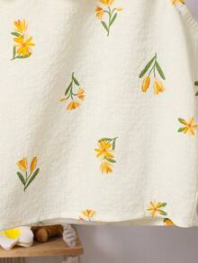 Emery Rose Kids 少女两件套 少女梭织碎花荷叶边上衣和宽松长裤套装 节日服装 - 白色 - 查看 8