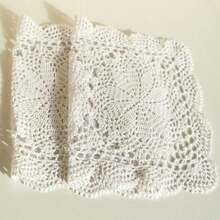 1 Piece/2 Pieces/4 Piece Set Of Handmade Crocheted Lace Placemats, Rectangular Lace Tablecloths, Heat-Resistant Coasters, Table Flags, Suitable For Table Decoration On Holidays Such As Thanksgiving And Christmas, Available In Beige/White - Beige - View 11